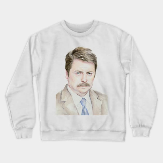 Awesome Swanson Watercolor Crewneck Sweatshirt by Olechka